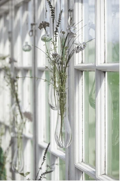Vase t/oppheng m/wire - munnblåst glass