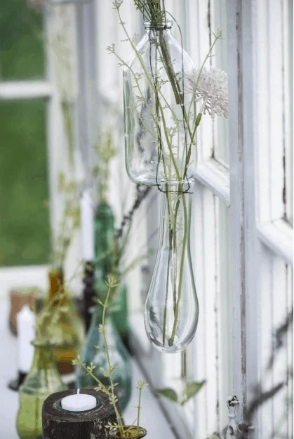 Vase t/oppheng m/wire - munnblåst glass