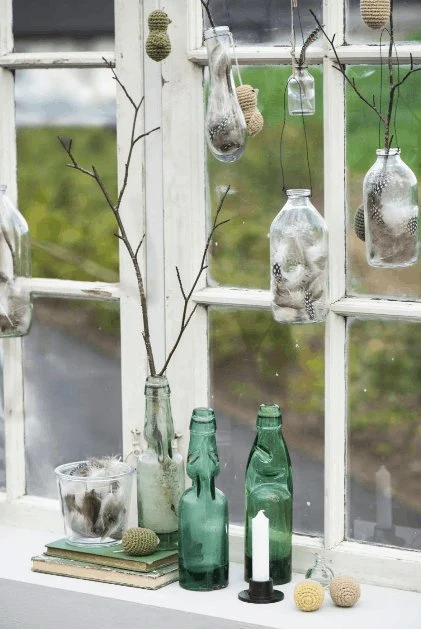 Vase t/oppheng m/wire - munnblåst glass