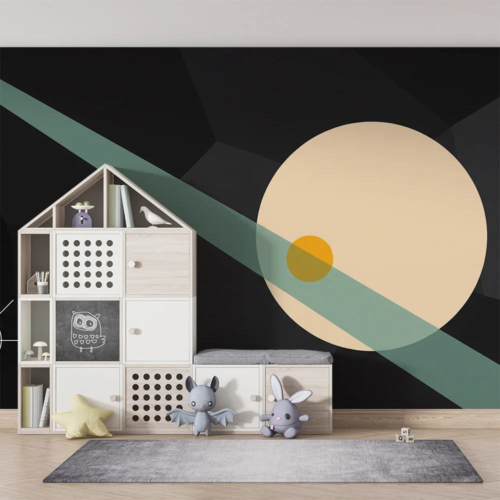 Veggisett barnsrom | Abstrakt romunivers med geometriske former