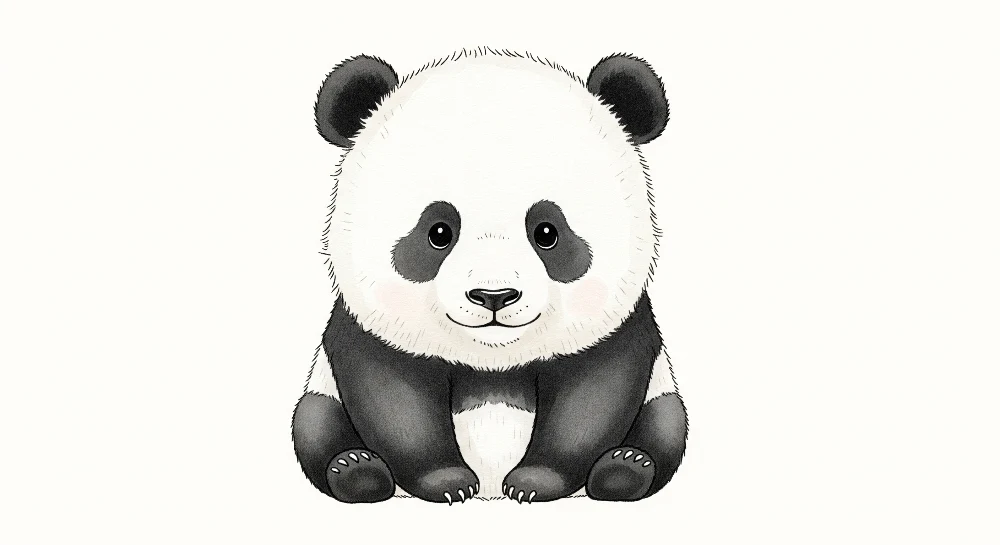 Veggissett barnerom | Søt sittende panda med et vennlig uttrykk