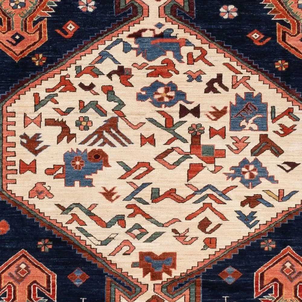 Ziegler Teppe - Kazak - 367 x 270 cm - mørkeblå