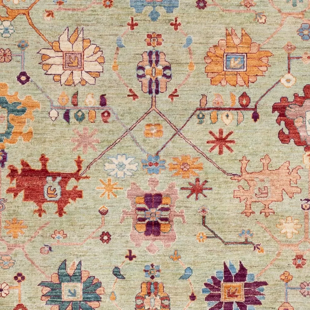 Ziegler Teppe - Usak - 336 x 244 cm - lysegrønn