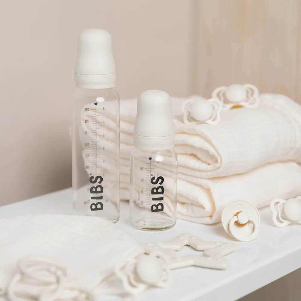 Baby Glass Bottle Complete Set Latex 110ml (Ivory)