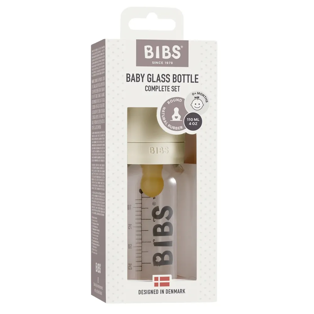 Baby Glass Bottle Complete Set Latex 110ml (Ivory)