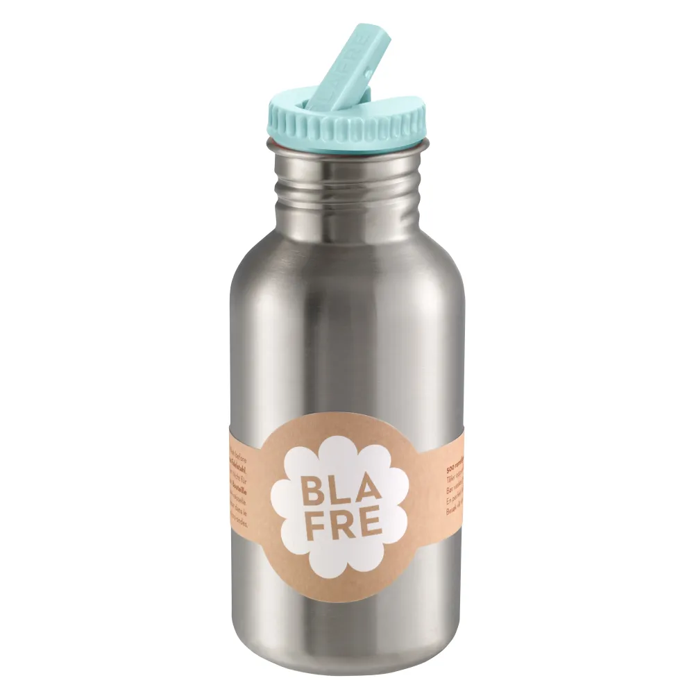 Blafre Drikkeflaske Med Navn Og Vippetut 500ml, Lys Blå
