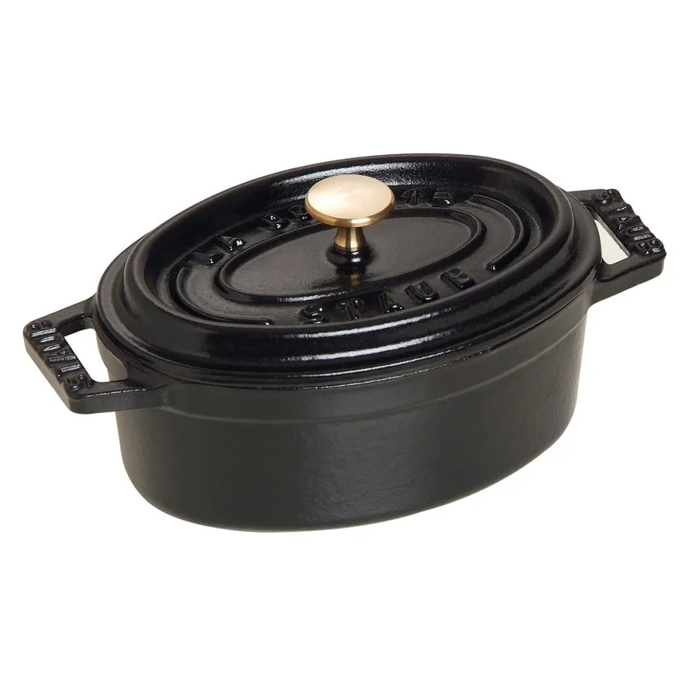 Cocotte Gryte 15 cm / 0,60l, Oval, Svart, Støpejern - STAUB 🇫🇷