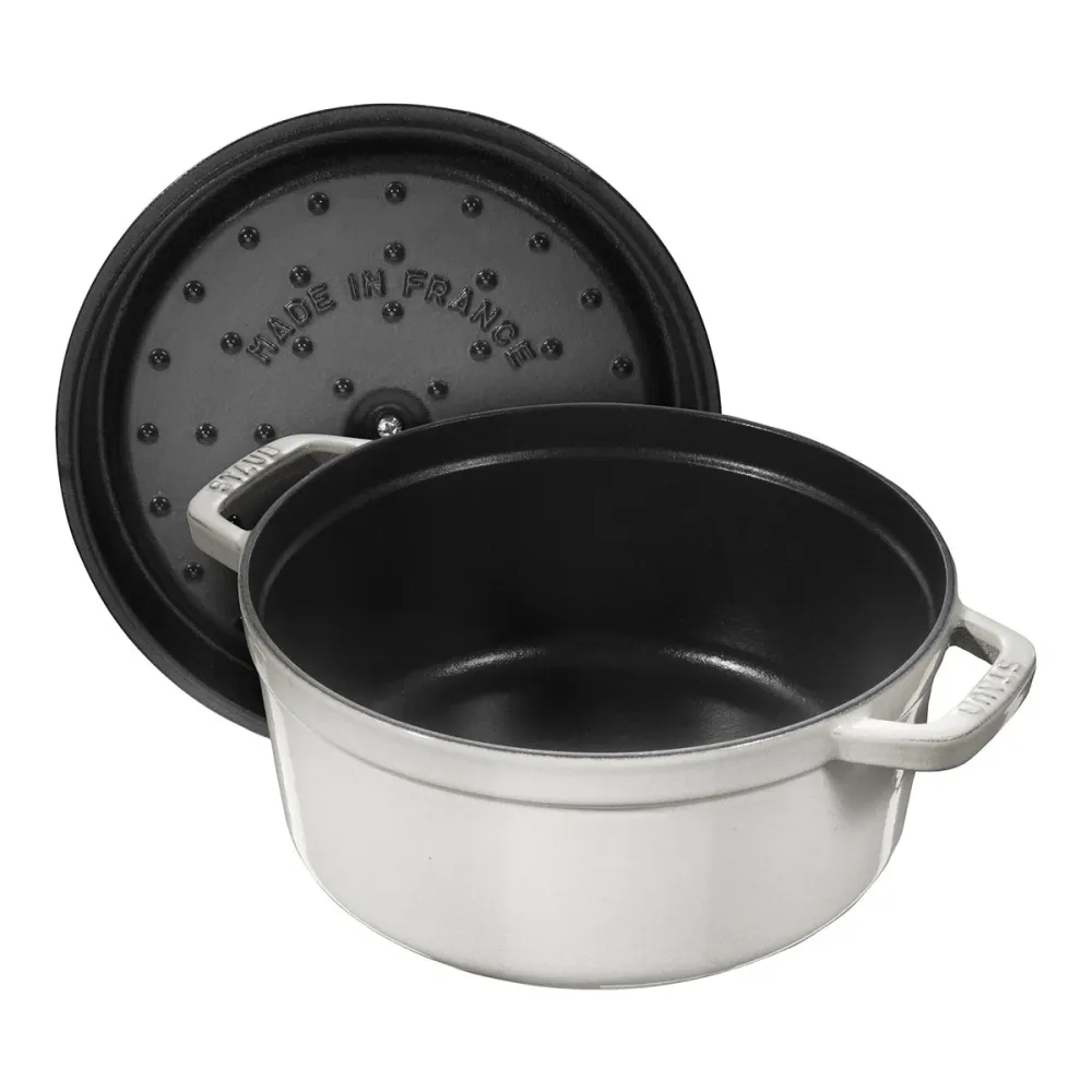Cocotte Gryte 10cm / 0,25l, Rund, White Truffle, Støpejern - STAUB 🇫🇷