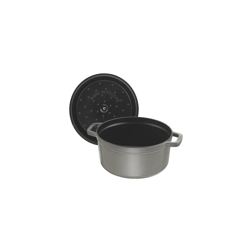 Cocotte Gryte 14cm / 0,8l, Rund, Grafittgrå, Støpejern - STAUB 🇫🇷