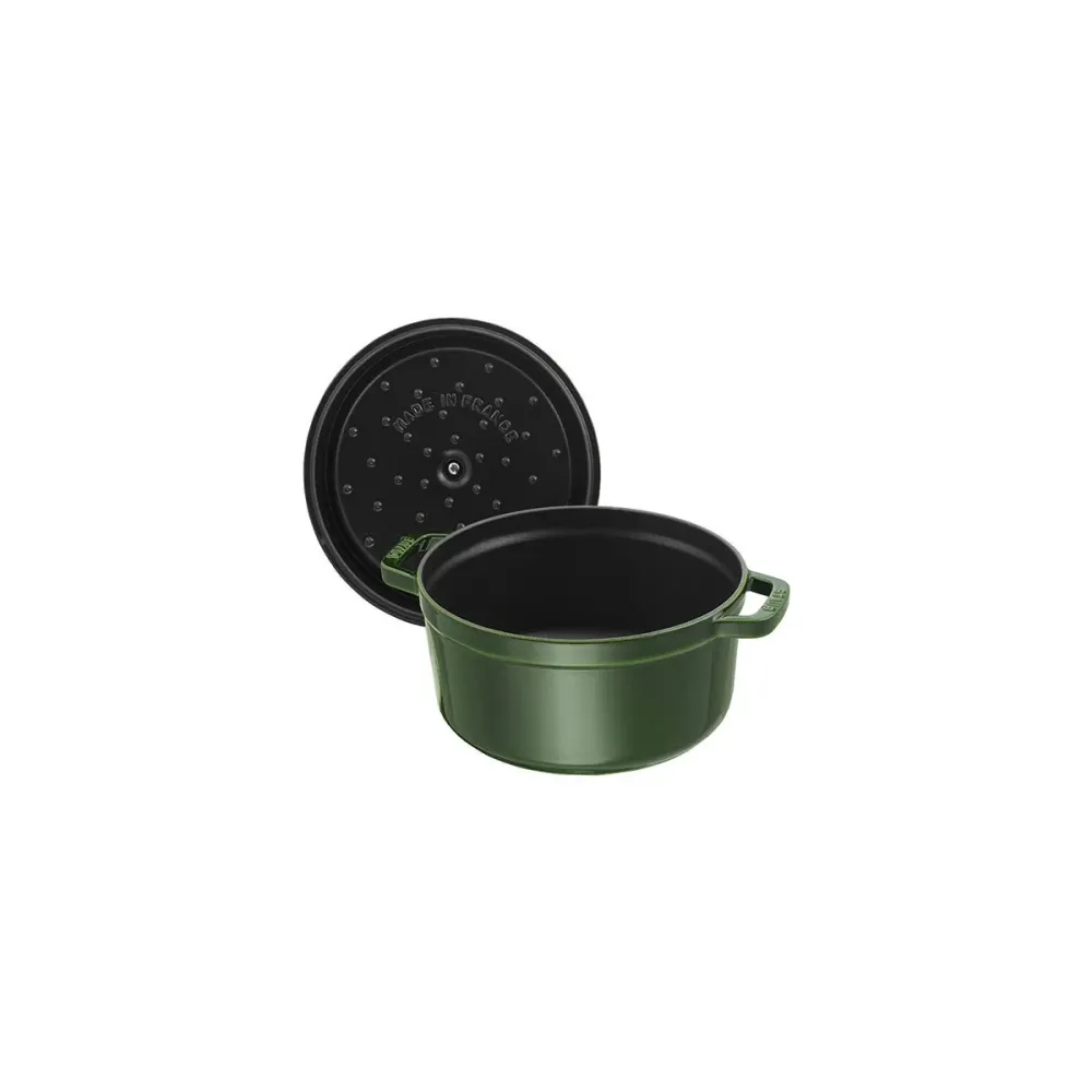 Cocotte Gryte 22cm / 2,6l, Rund, Basilikumgrønn, Støpejern - STAUB 🇫🇷