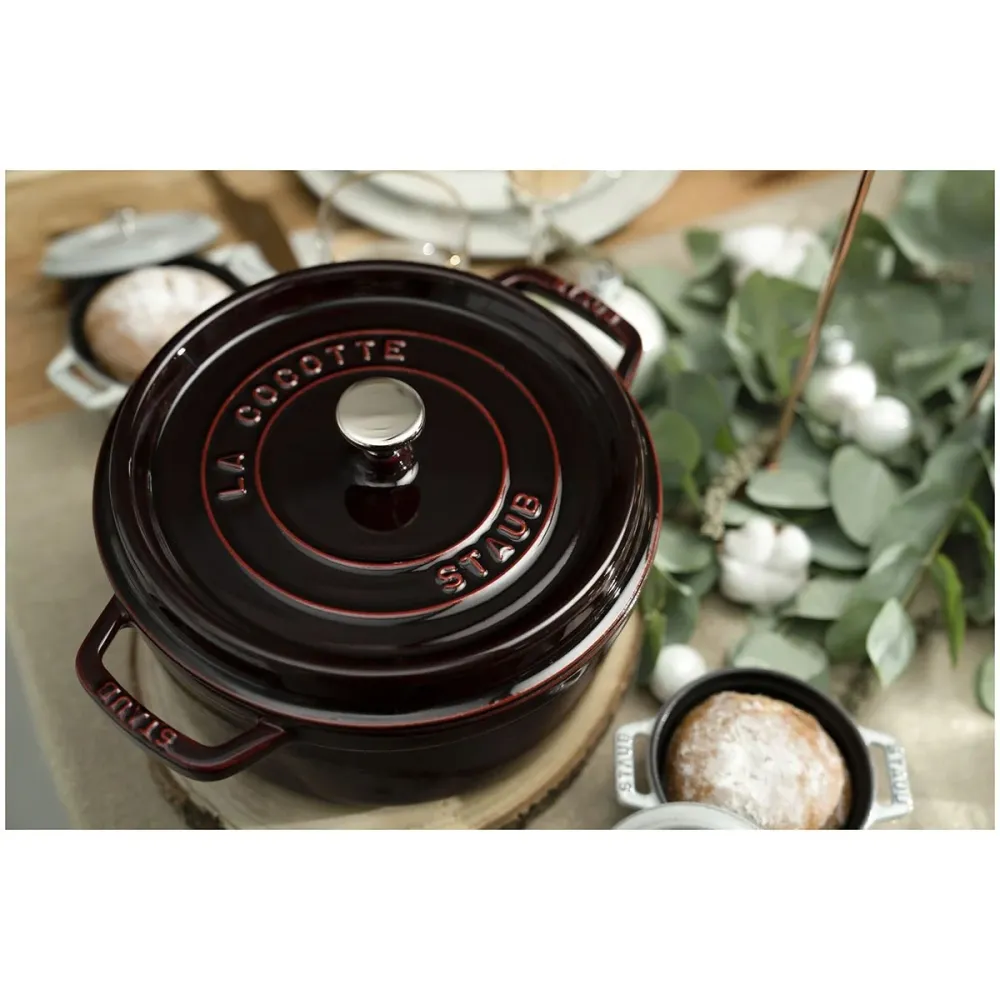 Cocotte Gryte 22cm / 2,6l, Rund, Grenadine, Støpejern - STAUB 🇫🇷