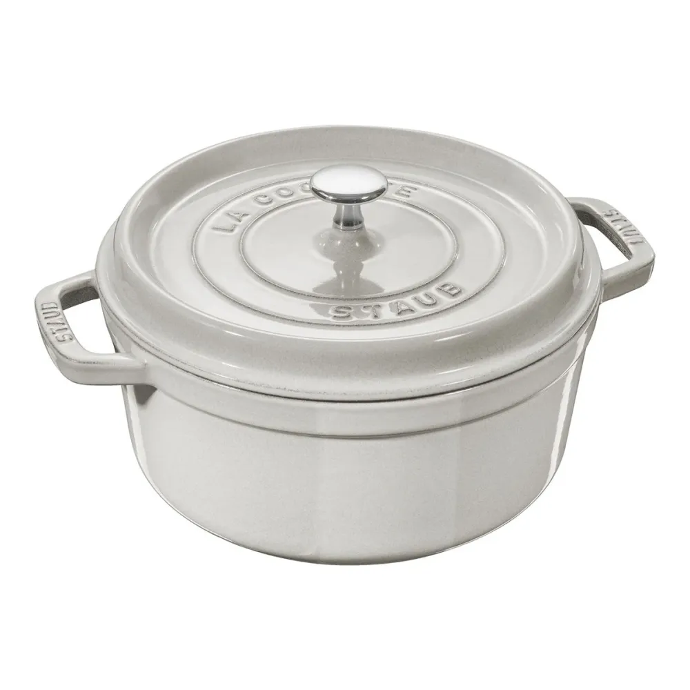 Cocotte Gryte 22cm / 2,6l, Rund, White Truffle, Støpejern - STAUB 🇫🇷