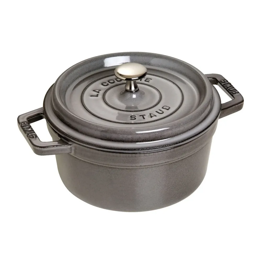 Cocotte Gryte 24cm / 3,7l, Rund, Grafittgrå, Støpejern - STAUB 🇫🇷