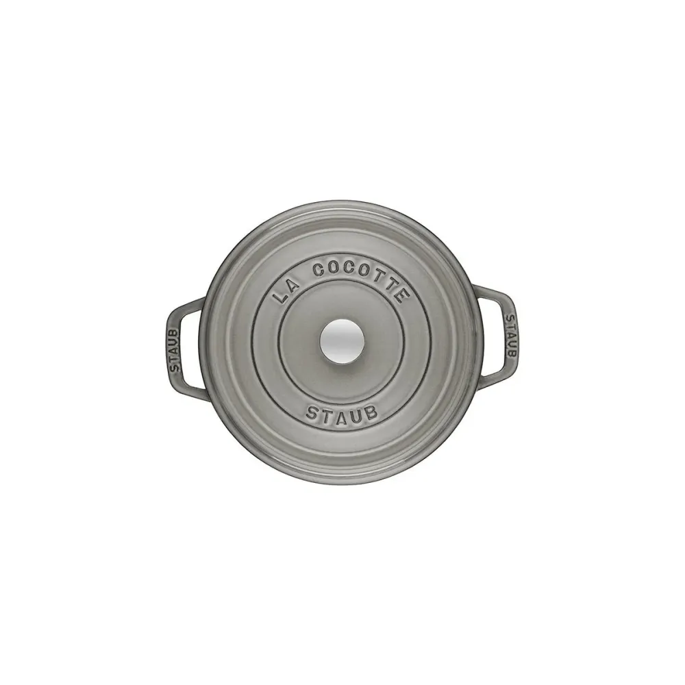 Cocotte Gryte 24cm / 3,7l, Rund, Grafittgrå, Støpejern - STAUB 🇫🇷