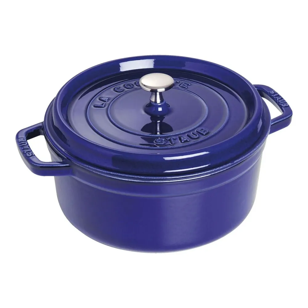 Cocotte Gryte 26cm / 5,2l, Rund, Mørkeblå, Støpejern - STAUB 🇫🇷