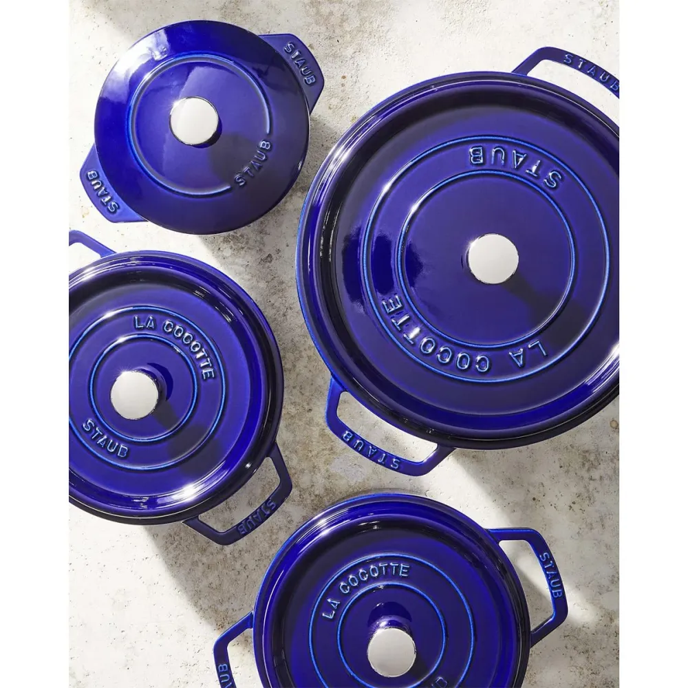 Cocotte Gryte 26cm / 5,2l, Rund, Mørkeblå, Støpejern - STAUB 🇫🇷