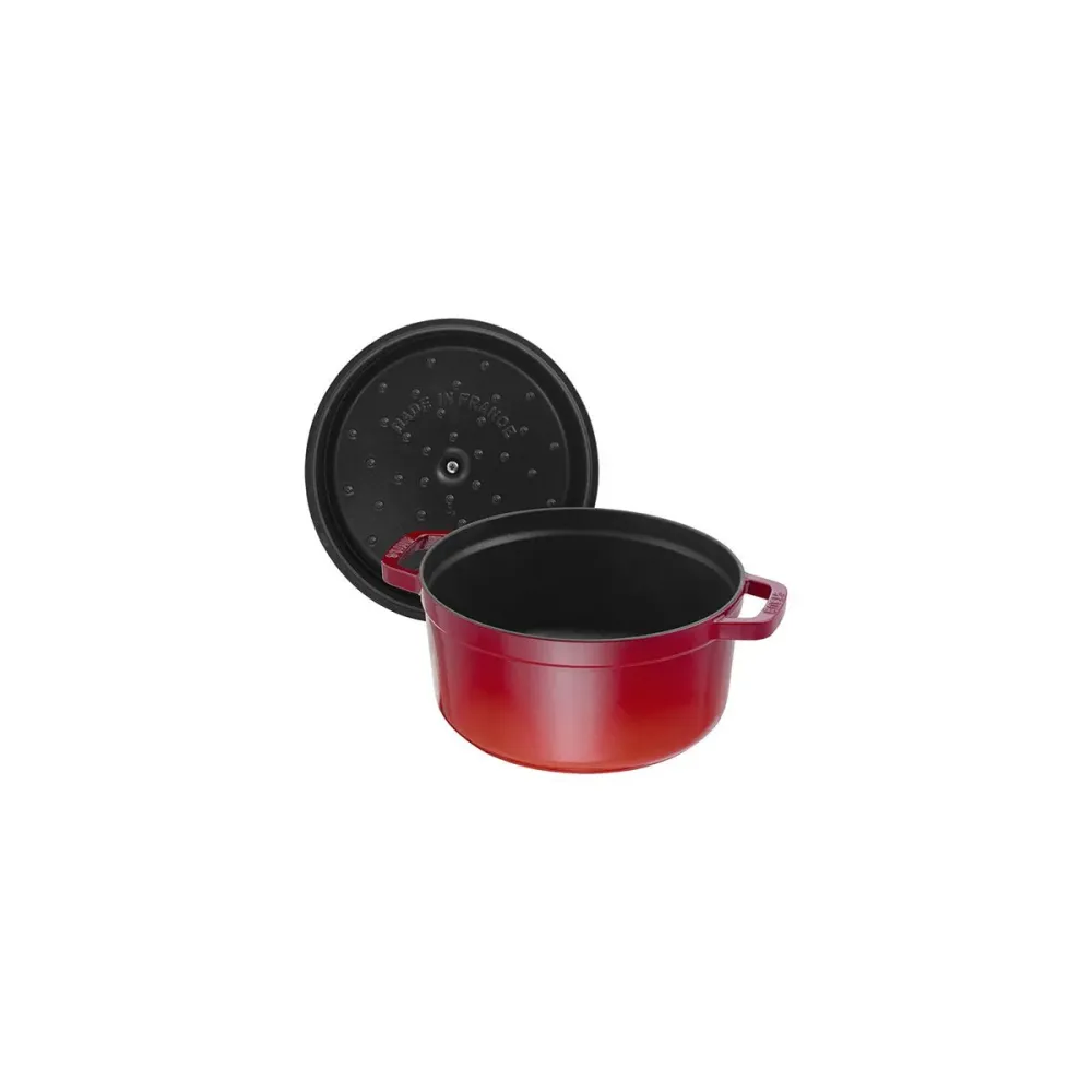Cocotte Gryte 28cm / 6,7l, Rund, Kirsebærrød, Støpejern - STAUB 🇫🇷