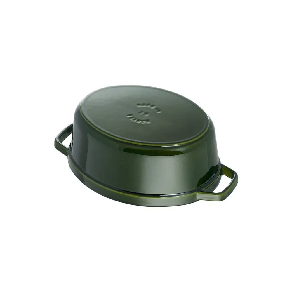 Cocotte Gryte 31cm / 5,5l, Oval, Basilikumgrønn, Støpejern - STAUB 🇫🇷