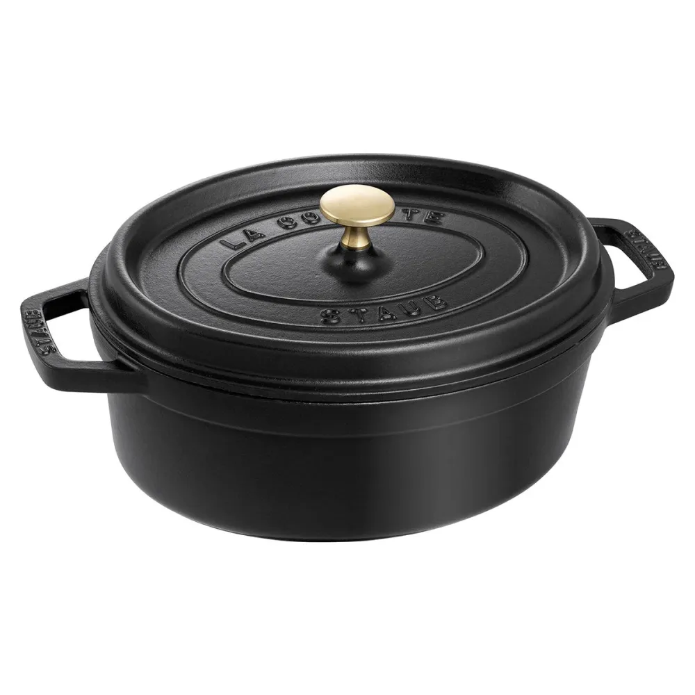 Cocotte Gryte 33 cm / 6,7l, Oval, Svart, Støpejern - STAUB 🇫🇷
