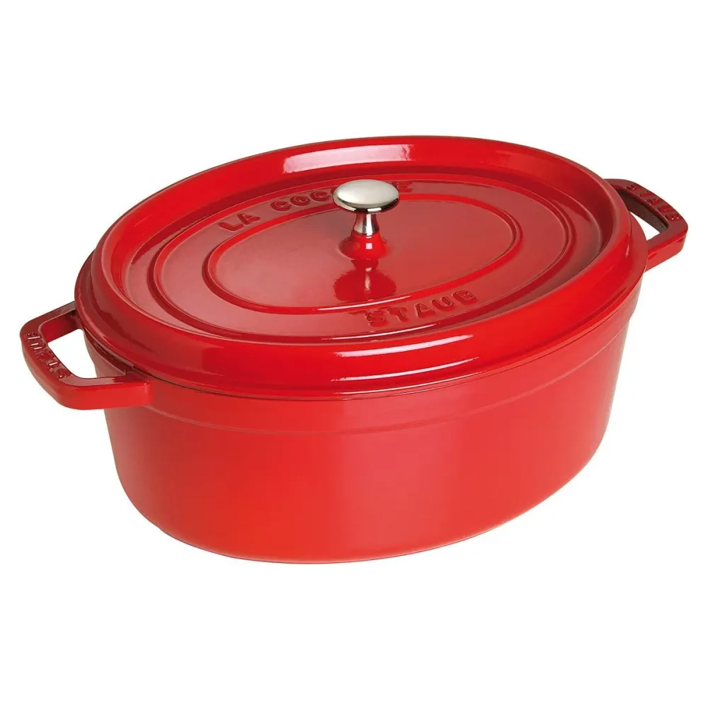 Cocotte Gryte 27 cm / 3,2 l, Oval, Rød, Støpejern - STAUB 🇫🇷