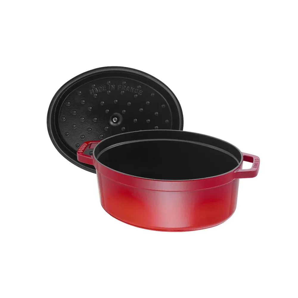 Cocotte Gryte 27 cm / 3,2 l, Oval, Rød, Støpejern - STAUB 🇫🇷