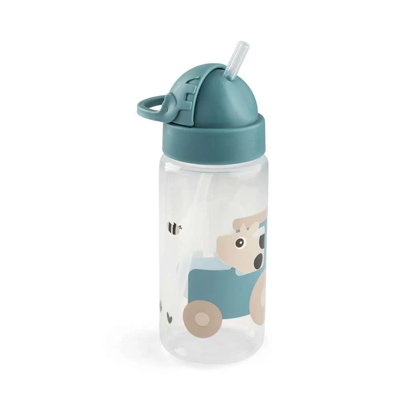Done Deer Drikkeflaske m. sugerør - 350ml - Tiny Farm - Blå