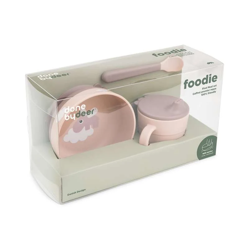 Done Deer Foodie Første Spisesett - Happy Clouds - Pudder