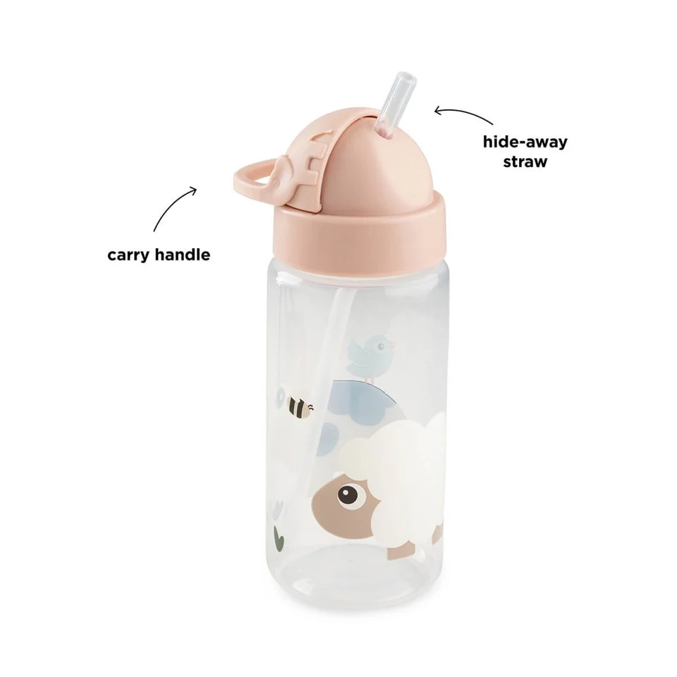 Drikkeflaske med navn, Done Deer Tiny Farm Rosa