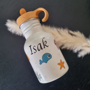 Drikkeflaske Med Valgfri Navn, Done Deer, Rustfritt Stål Sea Friends