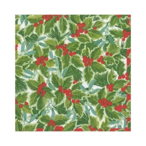 Holly and mistletoe str 16x16cm sitroner