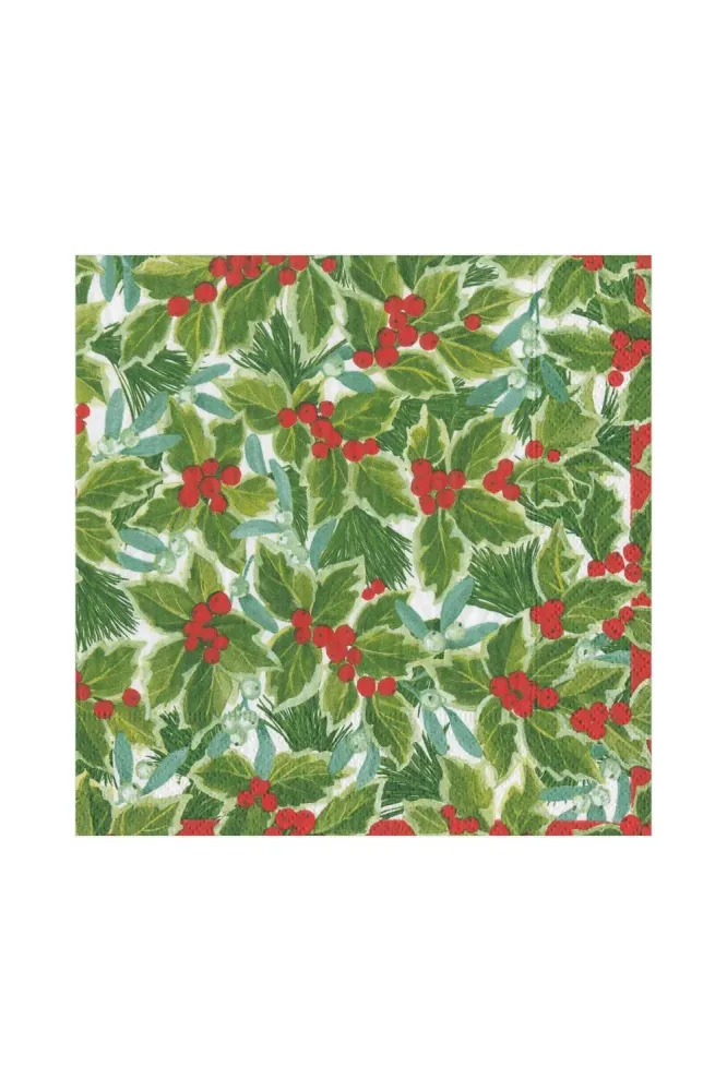 Holly and mistletoe str 16x16cm sitroner