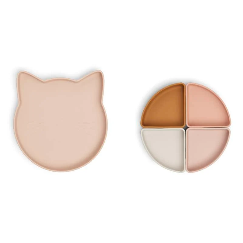 Liewood Arne Tallerken m. 4 Innleggsskåler - Silikon - Cat/Rose Multi Mix