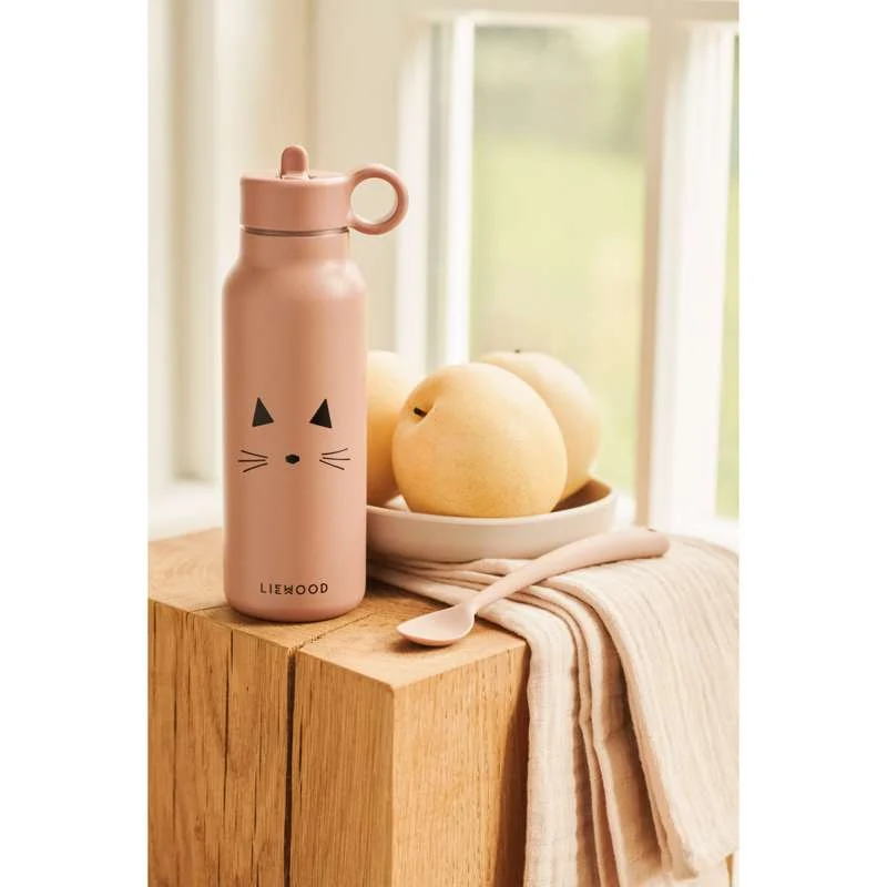 Liewood Falk Drikkeflaske - Rustfritt Stål - 350ml - Katt/Mørk Rosa