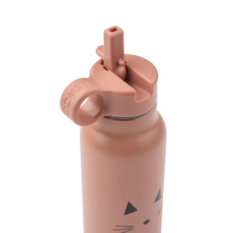 Liewood Falk Drikkeflaske - Rustfritt Stål - 350ml - Katt/Mørk Rosa