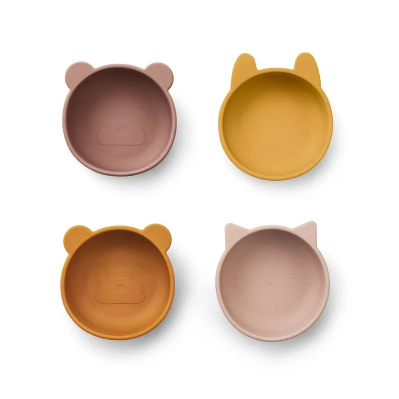 Liewood Iggy Sett m. Miniskål - 4 pk - Silikon - Rose Mix