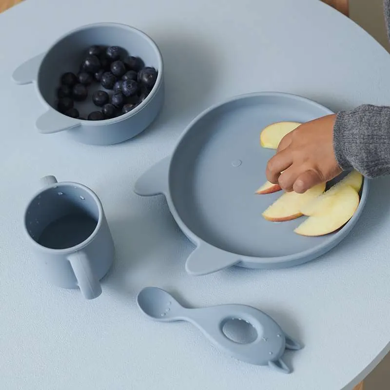 Liewood Vivi Baby Spisesett - 4 deler - Silikon - Kanin/Hval Blå