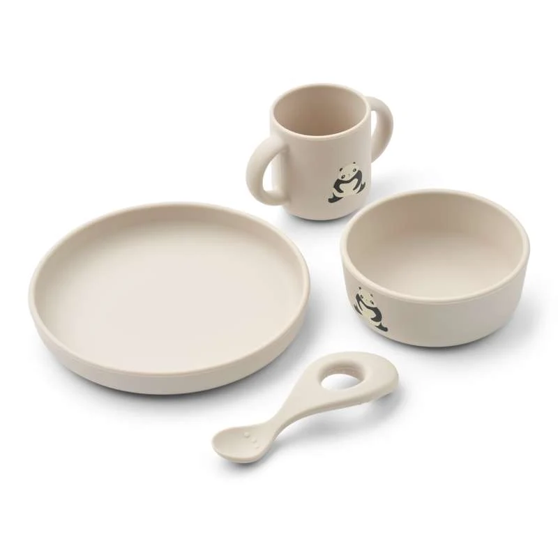 Liewood Vivi Baby Spisesett - 4 deler - Silikon - Panda/Sandy