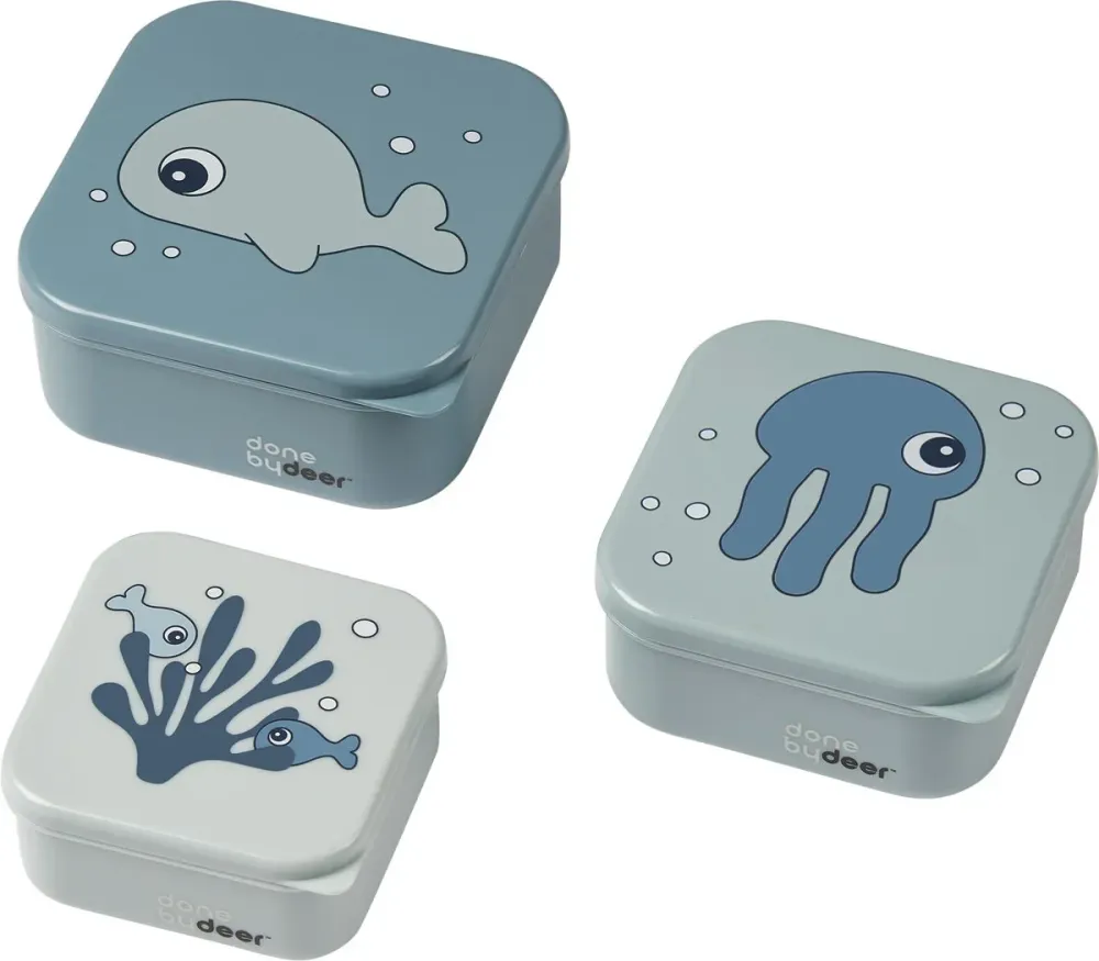 Matbokser 3 pk, Done Deer, Sea friends blå