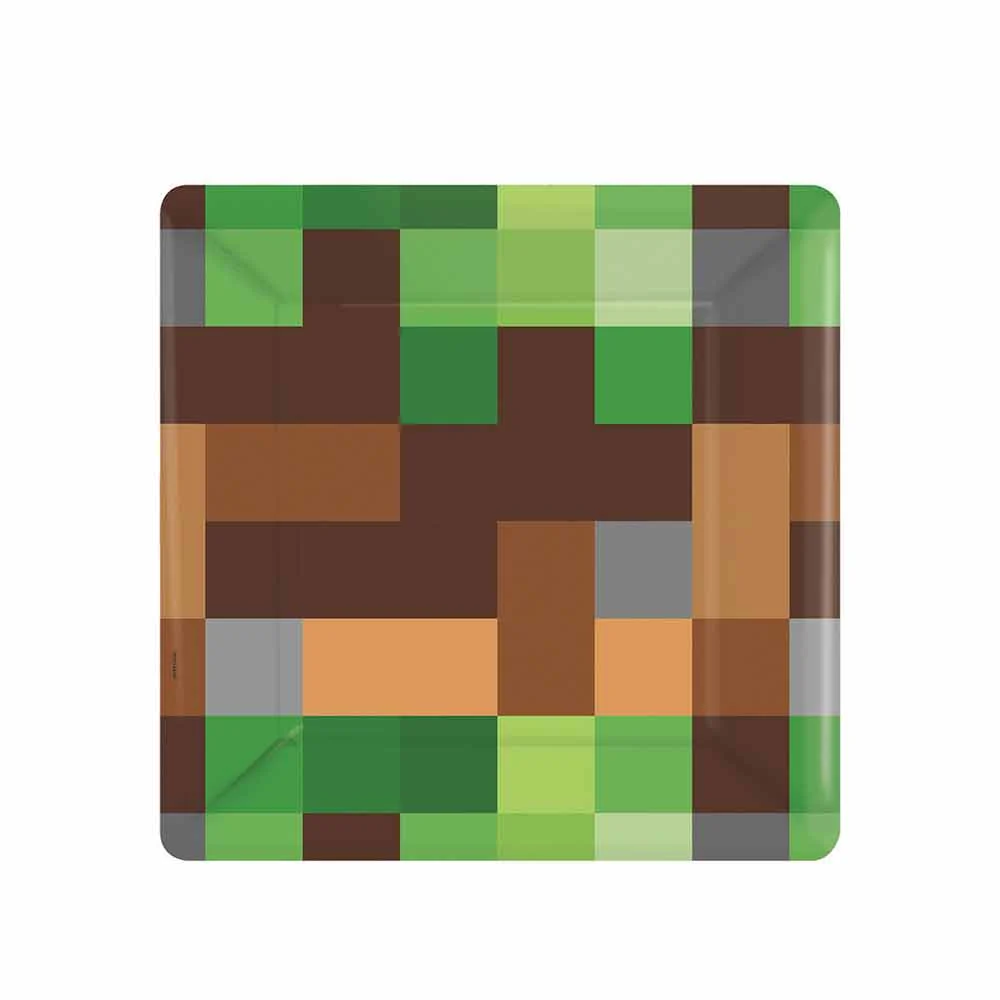 Minecraft Party Firkantet Tallerken 8 stk.