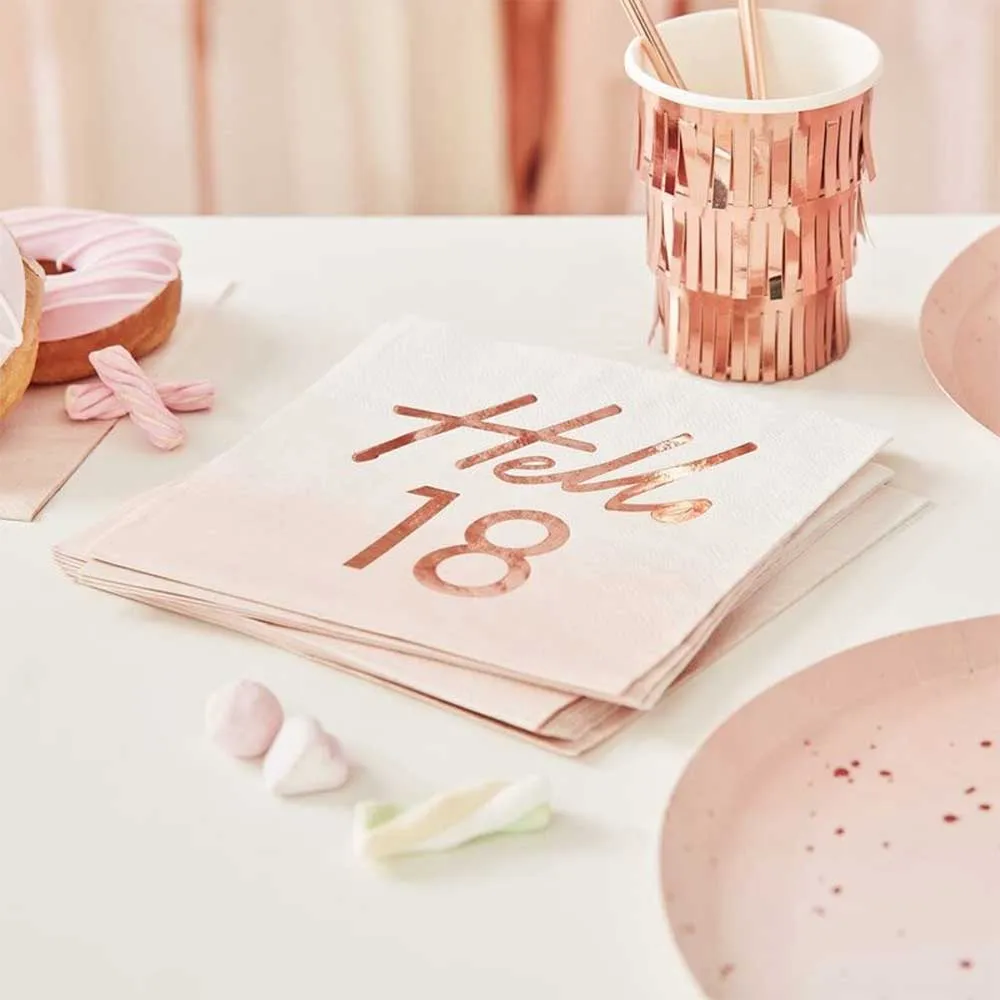Mix It Up Hello 18 Bursdag Rosegull Servietter 16 stk.