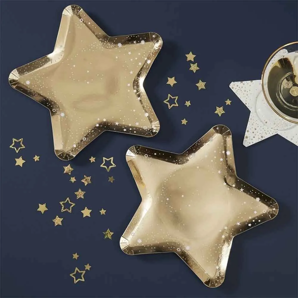 Pop Bubbly Tallerken Stjerne Gull 8 stk.