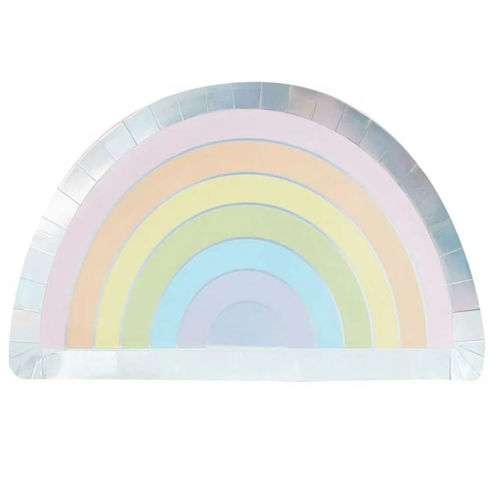 Regnbue Pastell Tallerkener 8 stk.