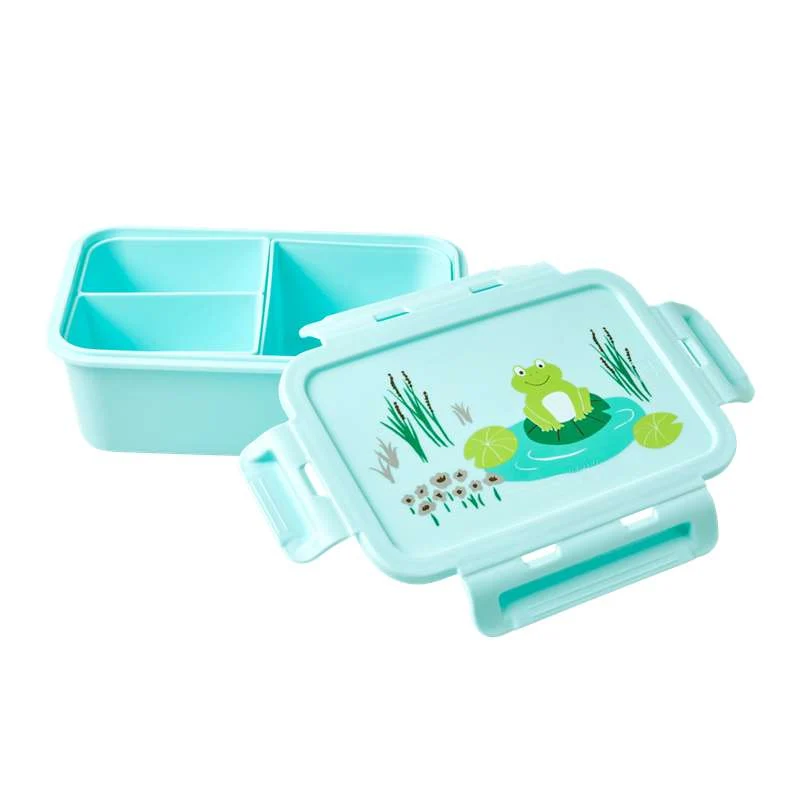 RICE Matboks med 3 Uttakbare Rom - Frog - Soft Blue