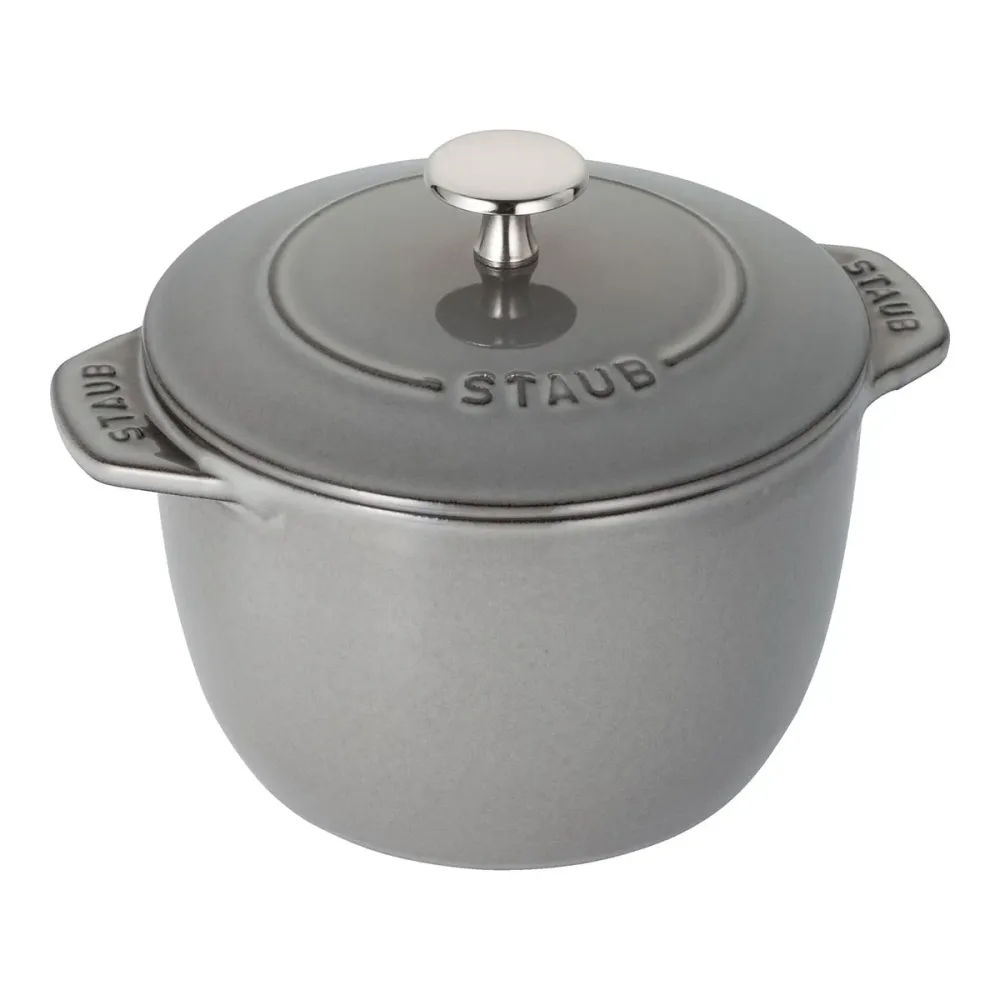 Ris-Cocotte 16cm / 1,7l, Rund, grafittgrå, Støpejern - STAUB 🇫🇷