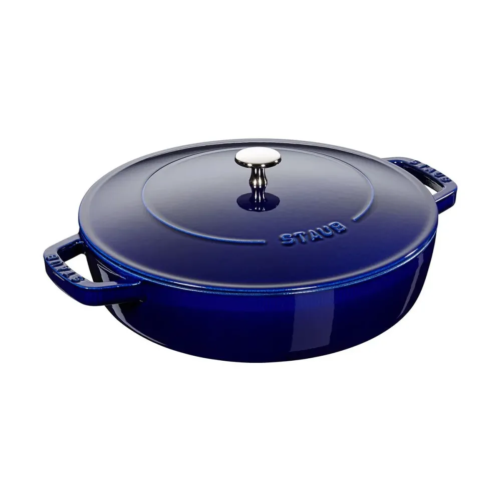 Sautepanne Chistera 24 cm / 2.4l, rund, Mørkeblå, støpejern - STAUB 🇫🇷