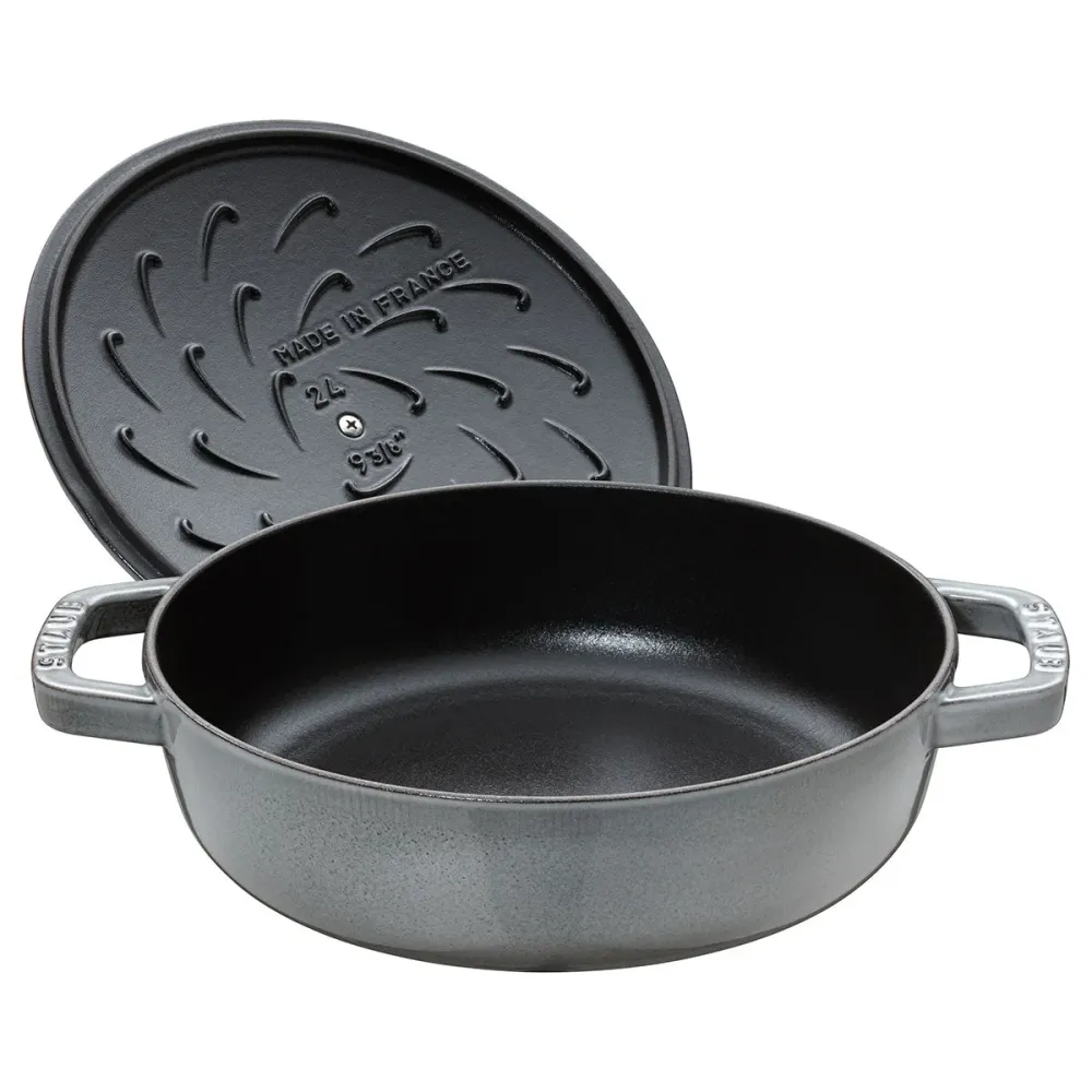 Sautepanne Chistera 28 cm / 3.7l, rund, Grafitgrå, støpejern - STAUB 🇫🇷