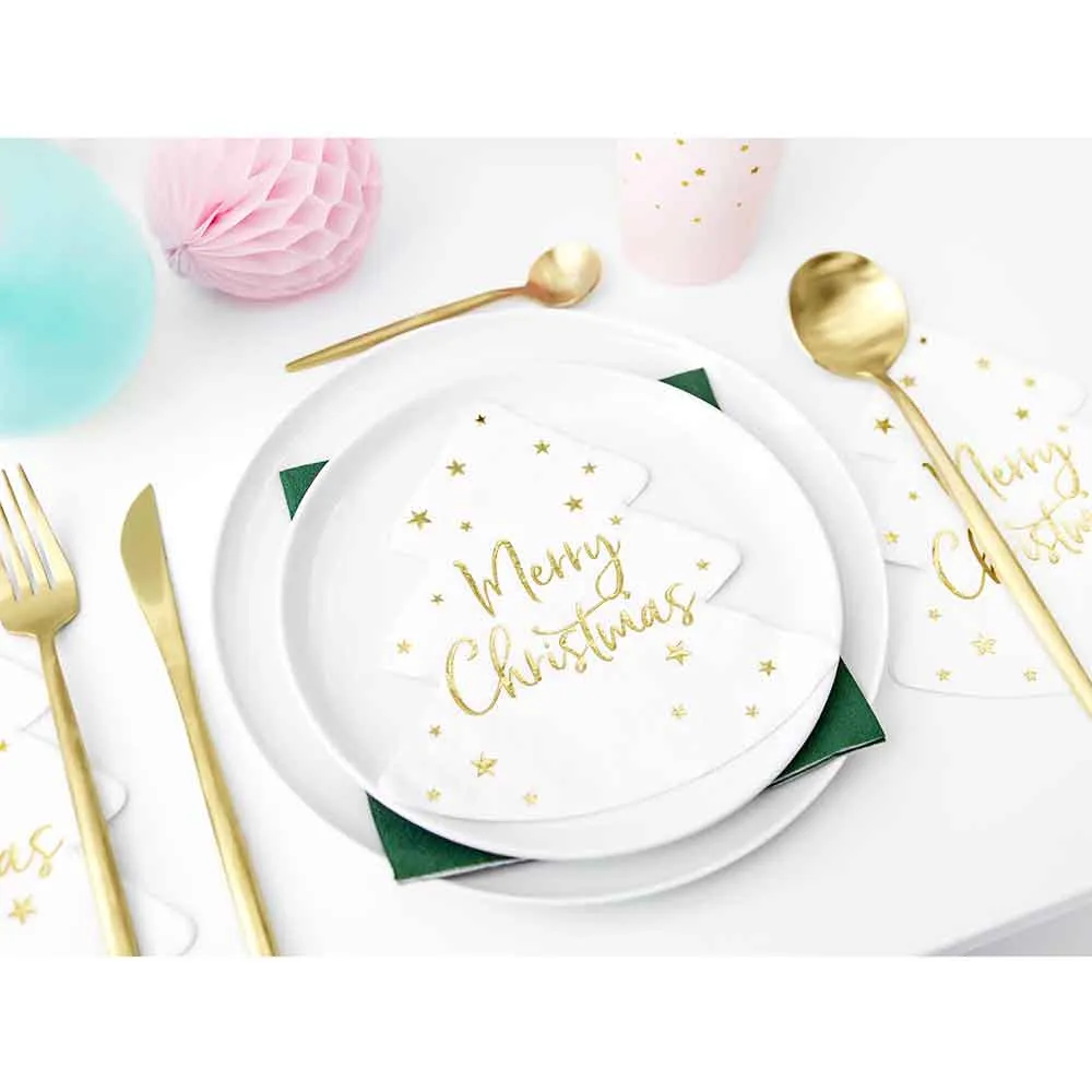 Servietter Juletre "Merry Christmas" 20 stk.