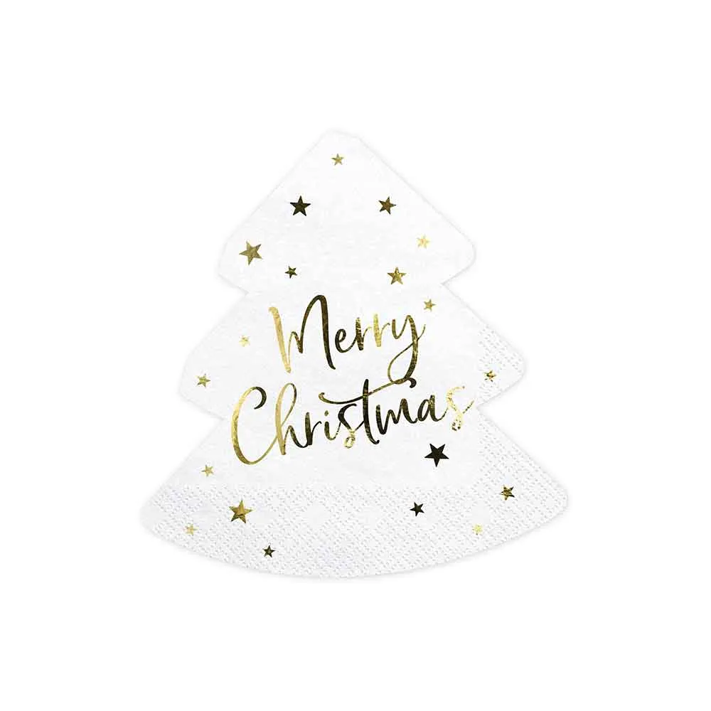Servietter Juletre "Merry Christmas" 20 stk.