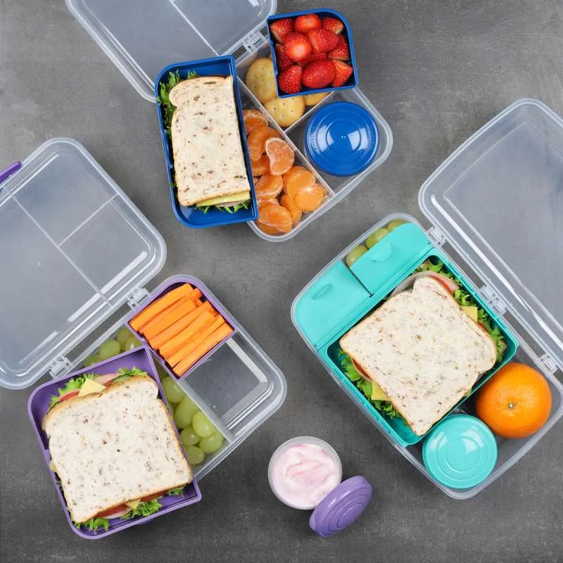 Sistema Bento Matboks - Romdelt med Kopper - 1,65L - Klar/Minty Teal