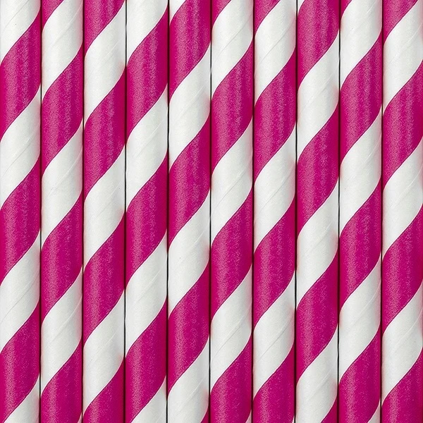 Sugerør Rosa Striper 10 stk